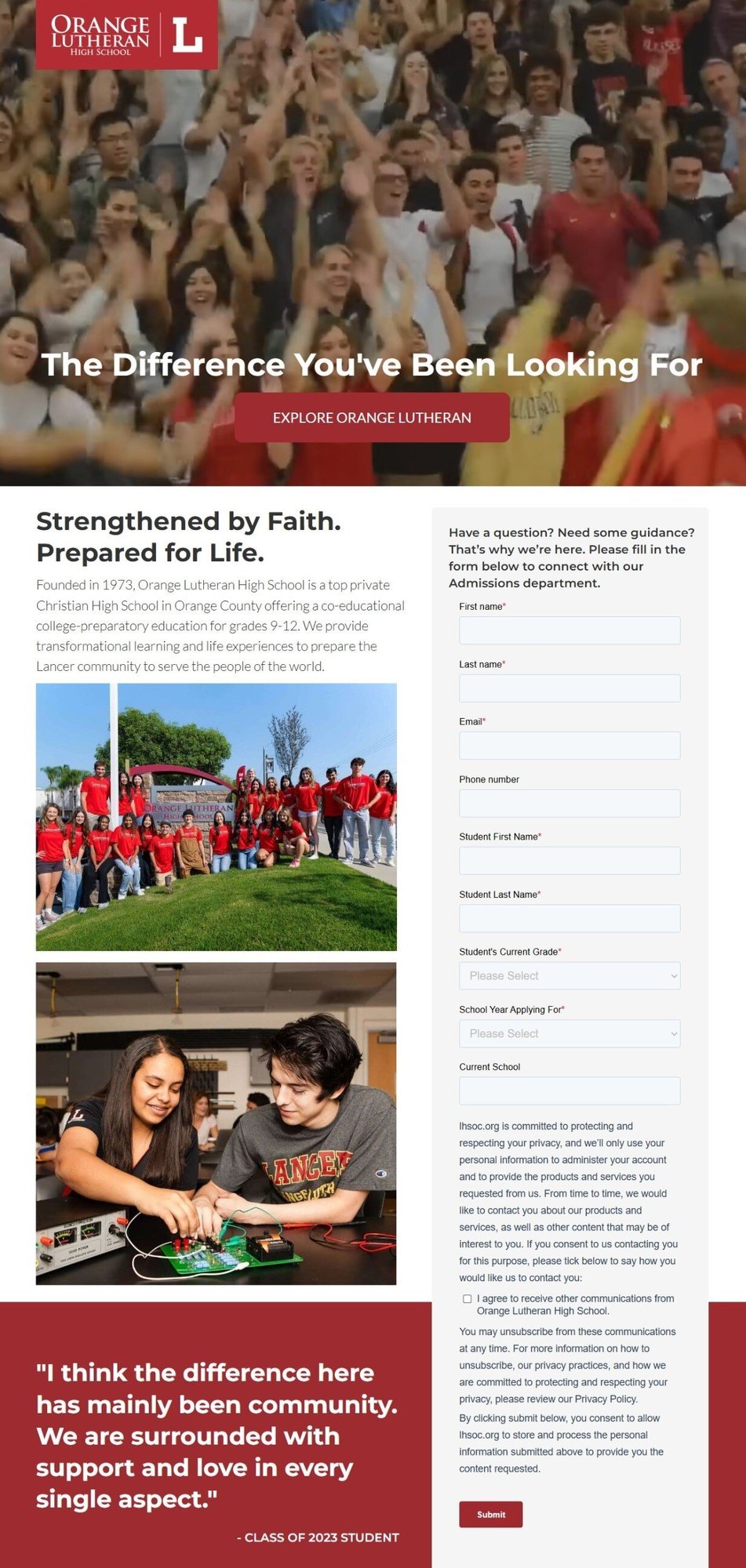 Orange Lutheran Landing Page-1